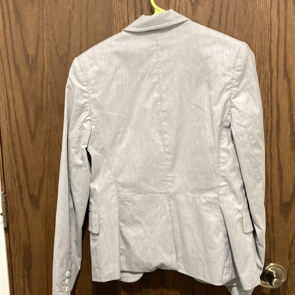 Express two button, pinstriped fitted cotton jacket - Picture 7 of 12